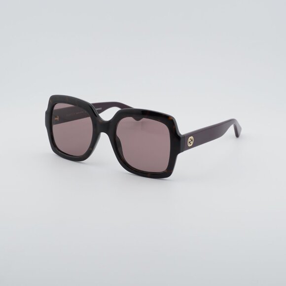 Gucci GG1337S 009 Sunglasses Havana Square Frame, Violet Lenses main image 4